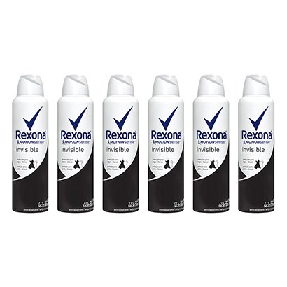 Kit 6 Desodorantes Rexona Women Aerosol Antitranspirante Invisible Feminino 150ml