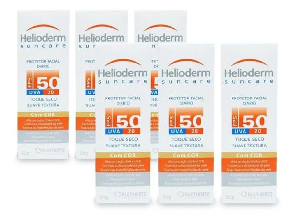 Kit 6 Helioderm Protetor Solar Facial Fps50g C/ Cor