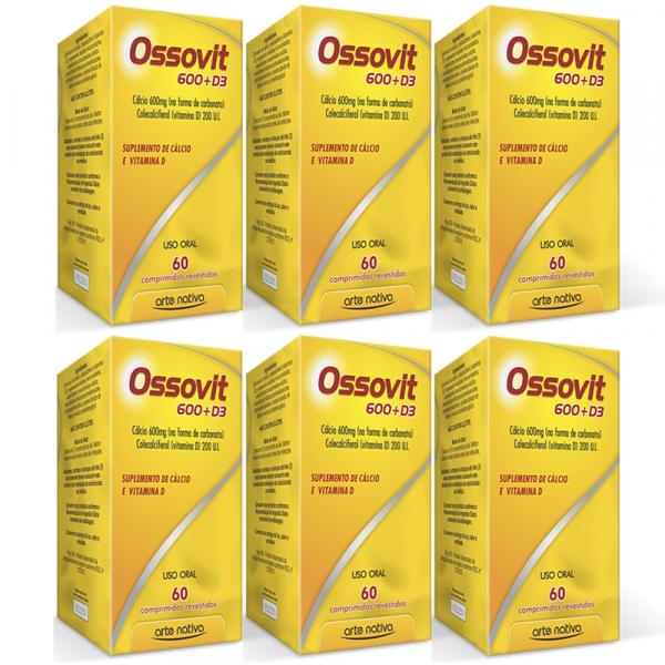 Kit 6 OSSOVIT 600+D3 Vitamina Para previnir Tratar Combater Osteoporose 360cp Arte Nativa