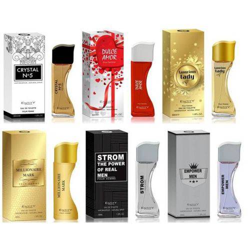 Kit 6 Perfumes Entity Masculino e Feminino 30 Ml Cada