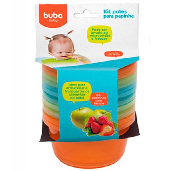 Kit 6 Potinhos para Papinha Bebê Azul - Buba - Buba Toys