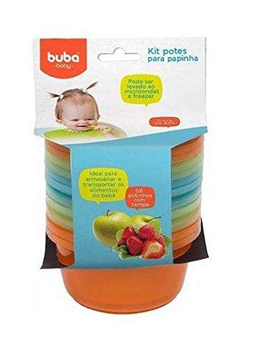 Kit 6 Potinhos para Papinha Bebê Azul - Buba