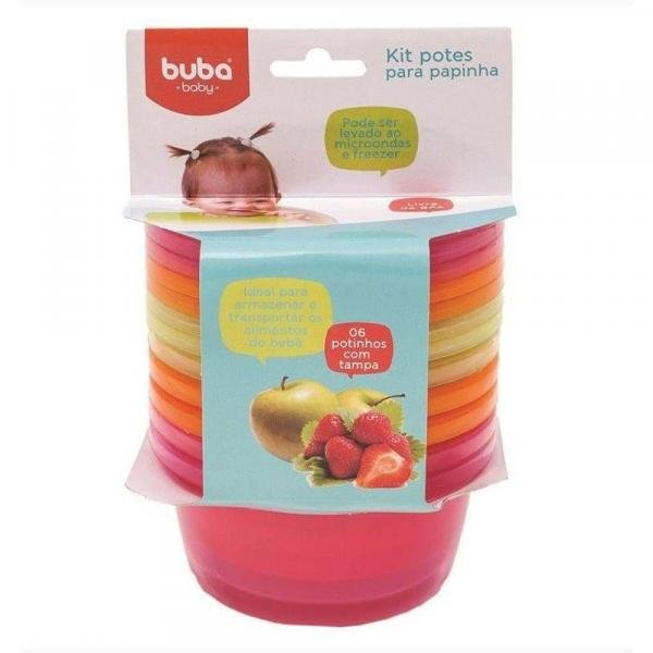 Kit 6 Potinhos para Papinha Bebê Rosa - Buba - Buba Toys