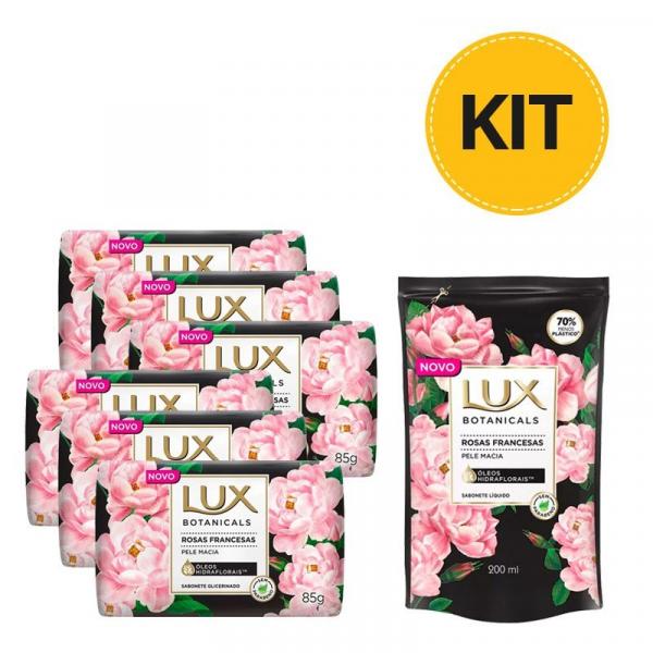 Kit 6 Sabonetes Lux Botanicals Rosas Francesas 85g Ganhe Refil 200ml