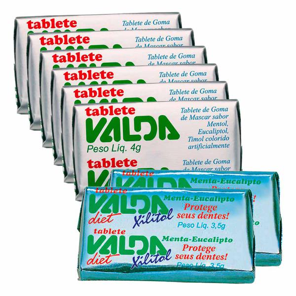 Kit 6 Tablete Valda 4g + 2 Diet Tablete Xilitol 3,5g - VALDA