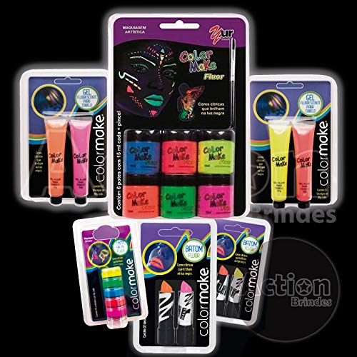 Kit 6 Tintas Neon + 4 Batom Neon + 4 Gel Neon