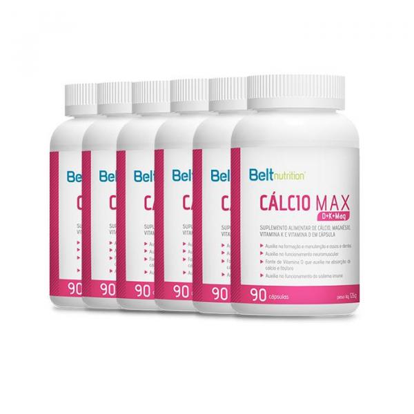 Kit 6 Unidades Cálcio Max Vitamina D+ K + Mag 90 Caps Belt Nutrition