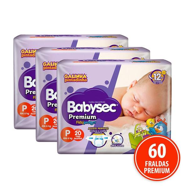 Kit 60 Fraldas Babysec Galinha Pintadinha Premium P - Softys