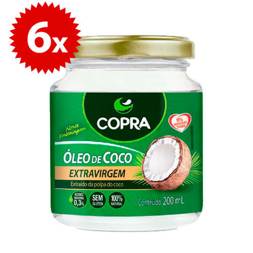 Kit 6x Oleo de Coco Extra Virgem 200ml Copra
