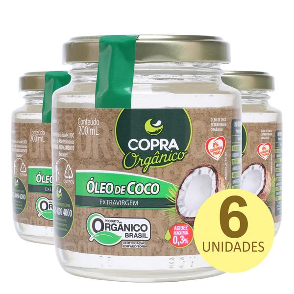 Kit 6x Óleo de Coco Extra Virgem Orgânico - 200ml - Copra