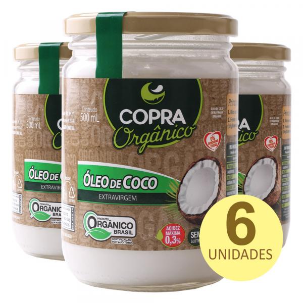 Kit 6x Óleo de Coco Extra Virgem Orgânico - 500ml - Copra