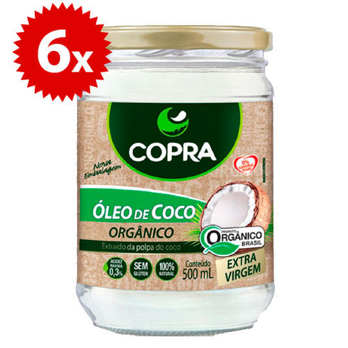 Kit 6x Oleo de Coco Orgânico Extra Virgem 500ml Copra