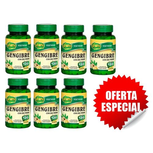 Kit 7 Gengibre C/ Chá Verde Unilife - 400mg 120 Comprimidos