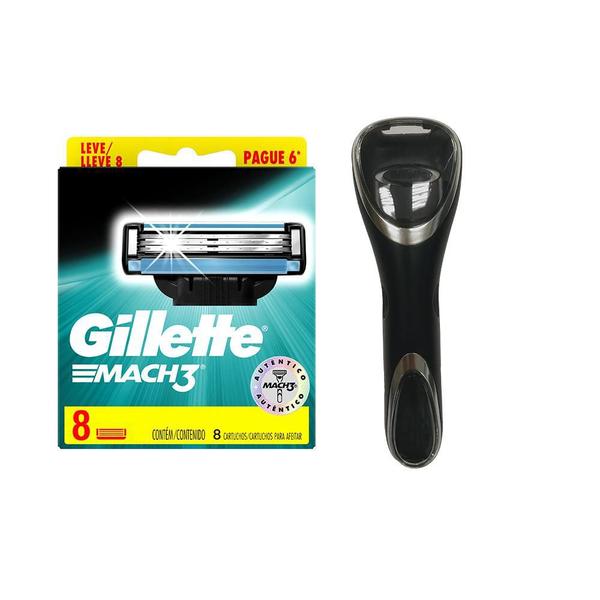 Kit 8 Cargas Gillette Mach3 + Porta Aparelho Gillette