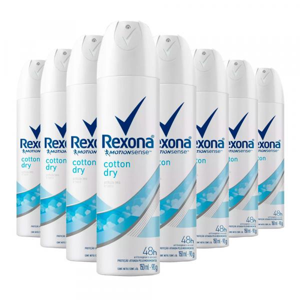 Kit 8 Desodorante Aerosol Rexona Feminino Cotton Dry 90g