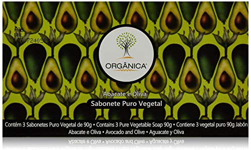 Kit Abacate e Oliva Sabonetes em Barra 3x90 G, Organica
