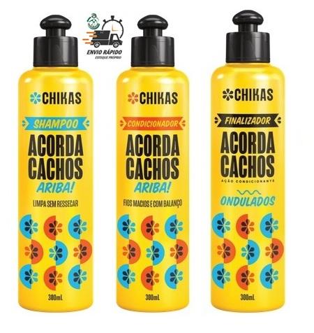Kit Acorda Cachos Chikas Shampoo Cond Finalizador Ondulados - Bio Extratus