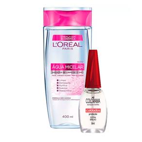 Kit Solução de Limpeza Facial L`Oréal 400ml Ganhe Esmalte Colorama Extra Brilho 8ml