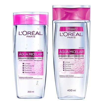 Kit Água Micelar L'Oréal Paris Solução de Limpeza Facial 5 em 1 200ml + Água Micelar 400ml