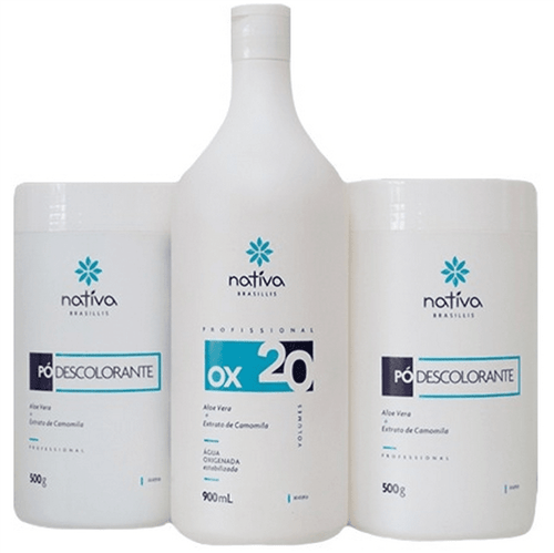 Kit Água Oxigenada Ox 20 Volumes 900Ml + Pó Descolorante 2X500G Nativa