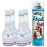 Kit Álcool 70% 1 Aerossol 400ml Spray + 4 Frasco Gel 200g
