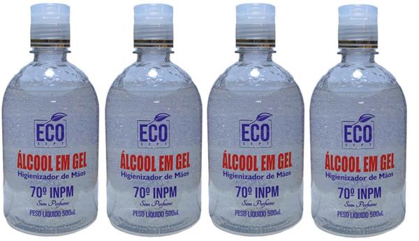Kit Álcool em Gel 70% Eco Sept Higienizador de Mãos 4 x 500ml