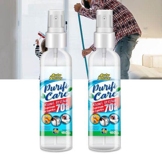 Kit 2 Álcool Etílico 70% Higienizador Spray 180ml Autoshine
