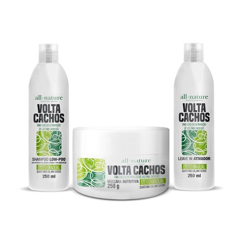 Kit All Nature Volta Cachos Shampoo 250ml + Leave-in 250ml + Máscara 250g