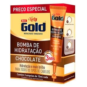 Kit Ampola de Tratamento Niely Gold Bomba de Chocolate 3 Unidades - 15ml