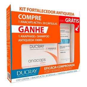 Kit Anacaps Active + Ducray 30 Cápsulas + Anaphase + Shampoo 100ml