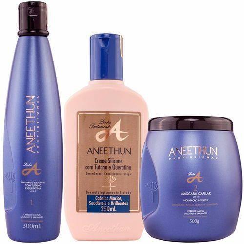 Kit Aneethun Linha a (shampoo 300ml + Máscara 500g + Creme Silicone 250ml)