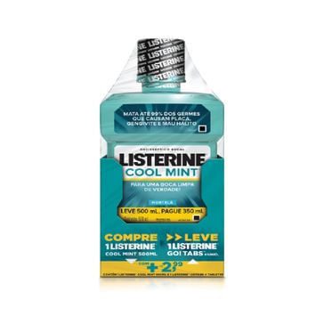 Kit Antisséptico Bucal Listerine Coll Mint 500ml + Listerine Go Tabs 4 Unidades