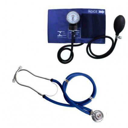 Kit Aparelho de Pressão Estetoscópio Rappaport Azul Premium