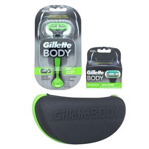 Kit Aparelho Gillette Body + Carga Gillette Body com 2 Unidades + Porta Óculos GIllette 1 Unid - 1 Unid