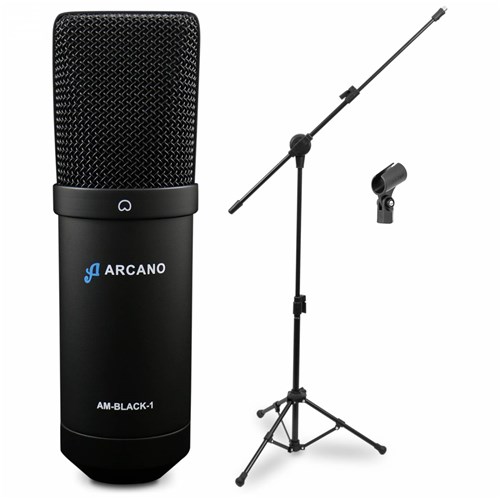 Kit Arcano Microfone AM-BLACK-1 + Pedestal Arcano PMV-100-Pac