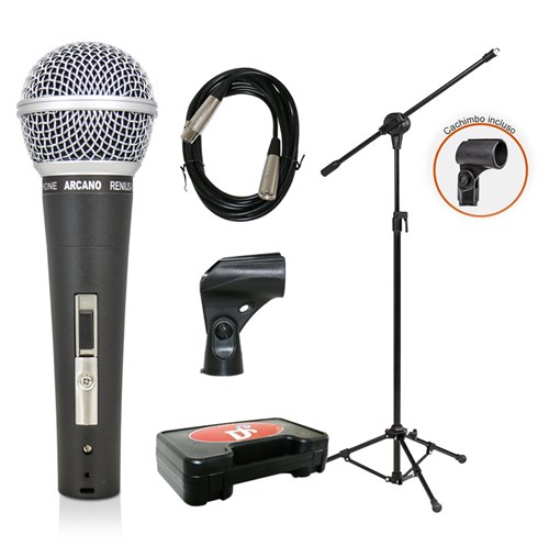 Kit Arcano Microfone Renius-8 XLR-XLR + Pedestal Vector