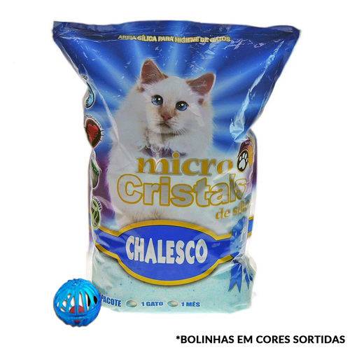 Kit Areia para Gato Sílica Higiênica Micro Cristais em Gel Chalesco 1,8kg + Bolinha