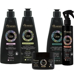 Kit Arvensis Cachos Naturais Crespos e Crespíssimos Shampoo + Condicionador + Ativador 300ml + Geleia 250g + Spray 250ml
