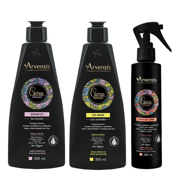 Kit Arvensis Cachos Naturais Shampoo + Co Wash - 300ml + Spray Day After 250ml