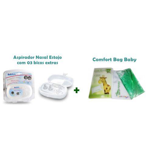 Kit Aspirador Nasal Estojo C/ 3 Bicos Extras + Bolsa Térmica Comfort Bag Baby