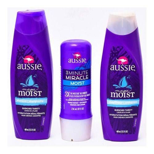 Kit Aussie 3 Minute Moist - Shampoo 400ml- Condicionador 400ml - 236ml