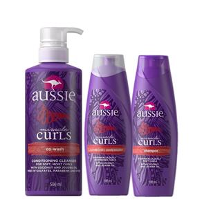 Kit Aussie Miracle Curls Shampoo e Condicionador 180ml + Condicionador Co-Wash 500ml