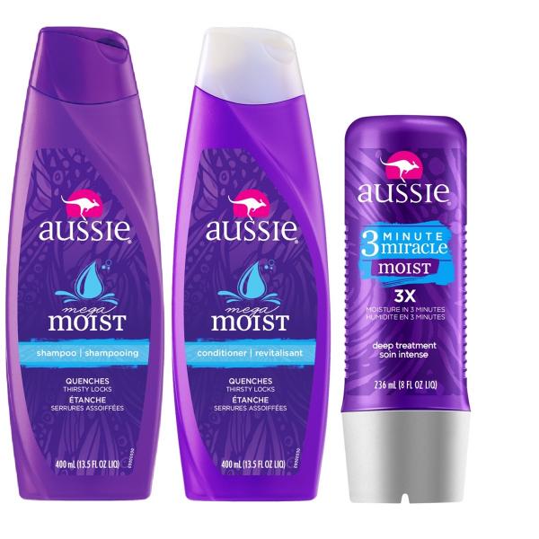 Kit Aussie Moist com Shampoo 400ml + Condicionador 400ml + Tratamento 3 Minutos 236ml