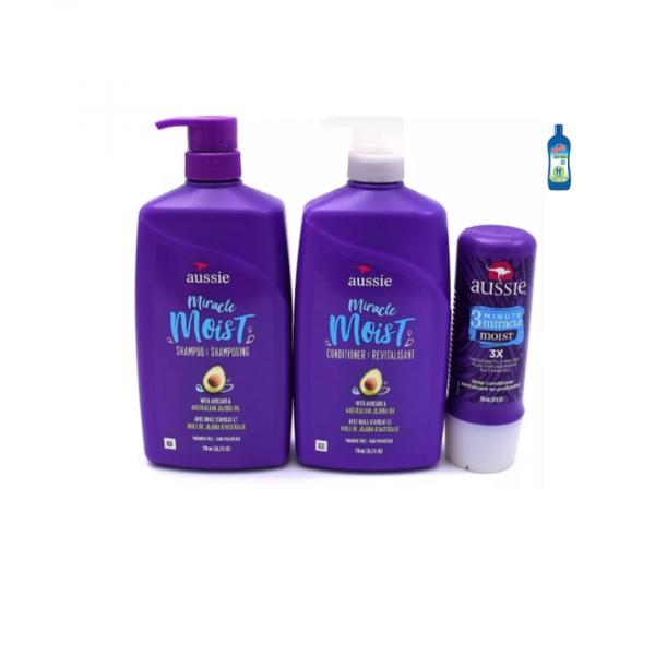 Kit Aussie Moist Shampoo, Condicionador 788 Ml de Abacate e Mascara 236ml