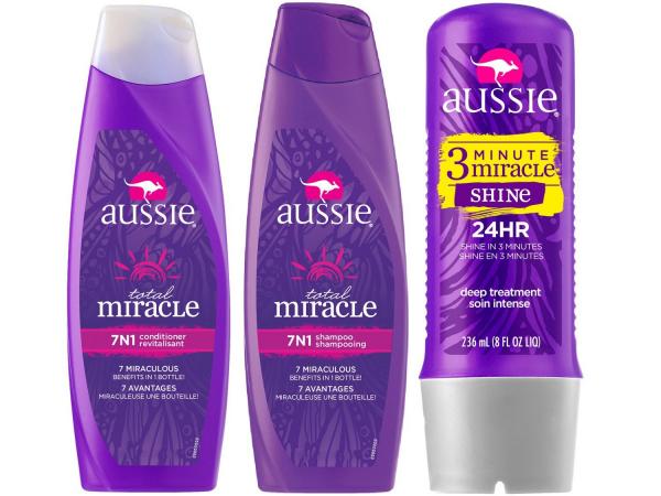 Kit Aussie Tratamento 3 Minute Miracle Shine 236ml - com Shampoo 7 em 1 360ml + Condicionador 7 em 1