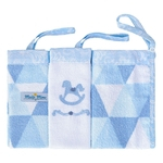 Kit 3 Babetes Minasrey Felpa com Prendedor Muito Mimo Azul