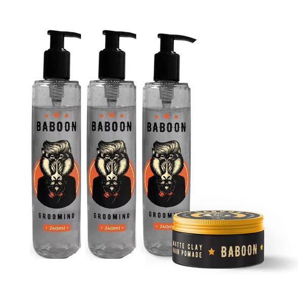 Kit Baboon - 3 Grooming + Pomada Matte Clay - Baboon