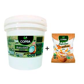 Kit Balde Oleo de Coco Organico Extra Virgem 3,2l + Chips de Coco Vegano