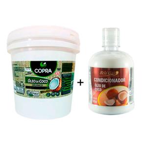 Kit Balde Oleo de Coco Organico Extra Virgem 3,2l + Condicionador Coco Vegano