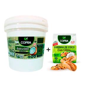 Kit Balde Oleo de Coco Organico Extra Virgem 3,2l + Farinha Coco Vegana